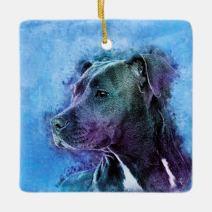 Amerikanisches Staffordshire Terrier - Amstaff Keramikornament