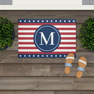 Amerikanisches Sterne- und Streifen-Monogramm Fußmatte