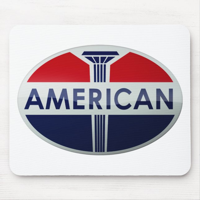 Amerikanisches Tankstellen-Schild im Vintage-Stil  Mousepad (Vorne)