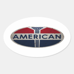 Amerikanisches Tankstellen-Vintage-Schild rostige  Ovaler Aufkleber
