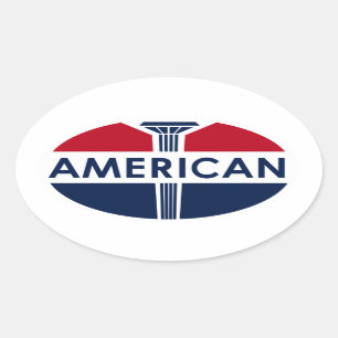 Amerikanisches Tankstellenschild. Flache Version Ovaler Aufkleber