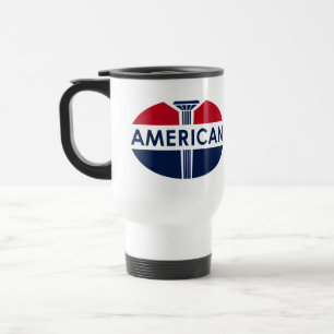 Amerikanisches Tankstellenschild. Flache Version Reisebecher