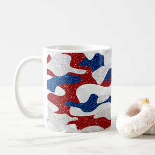 Amerikanisches Tarnmuster 4. Juli Glitter Kaffeetasse