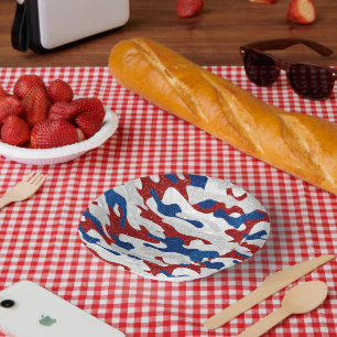 Amerikanisches Tarnmuster 4. Juli Glitter Pappteller