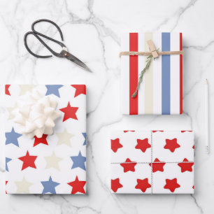 amerikanisches Thema, rot, weiß und blau Geschenkpapier Set