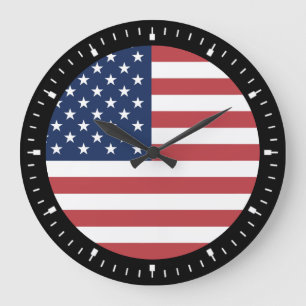 Amerikanisches USA-Flagge-Stolz-Design Große Wanduhr