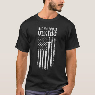 Amerikanisches Wikinger-Schwert Wikinger US-Flagge T-Shirt