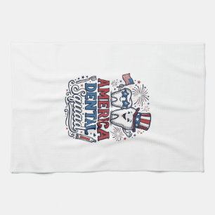 Amerikanisches Zahnarzt-Team Patriotisches Zahnvek Geschirrtuch