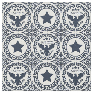 Amerikas 250. Erbe-Adler-Damaskus-Marine-Elfenbein Stoff