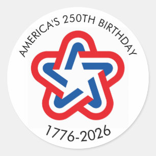 Amerikas 250. Geburtstag 1776-2026 Rot Weiß Blau Runder Aufkleber
