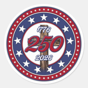 Amerikas 250. Geburtstag 1776-2026 Rugged Cross Runder Aufkleber