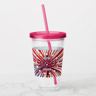 Amerikas 250. Geburtstag 1776-2026 RWB Feuerwerk Acryltrinkbecher