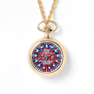 Amerikas 250. Geburtstag 1776-2026 RWB Feuerwerk Armbanduhr