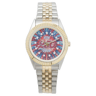 Amerikas 250. Geburtstag 1776-2026 RWB Feuerwerk Armbanduhr