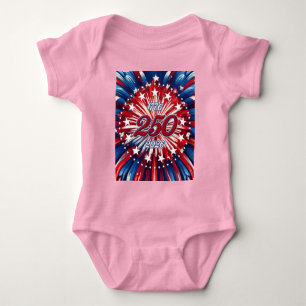 Amerikas 250. Geburtstag 1776-2026 RWB Feuerwerk Baby Strampler