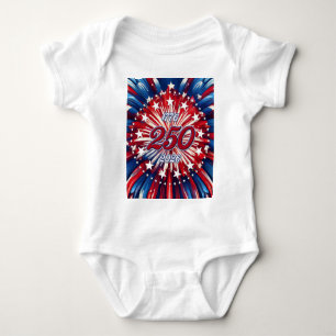 Amerikas 250. Geburtstag 1776-2026 RWB Feuerwerk Baby Strampler