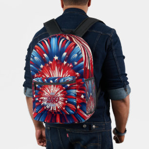 Amerikas 250. Geburtstag 1776-2026 RWB Feuerwerk Bedruckter Rucksack