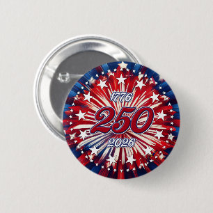 Amerikas 250. Geburtstag 1776-2026 RWB Feuerwerk Button