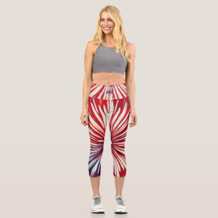 Amerikas 250. Geburtstag 1776-2026 RWB Feuerwerk Capri Leggings