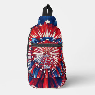 Amerikas 250. Geburtstag 1776-2026 RWB Feuerwerk Crossbody Bag