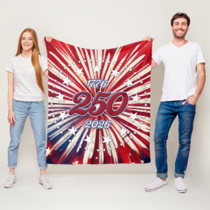 Amerikas 250. Geburtstag 1776-2026 RWB Feuerwerk Fleecedecke