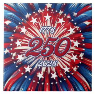 Amerikas 250. Geburtstag 1776-2026 RWB Feuerwerk Fliese