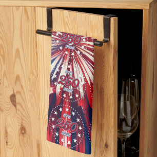 Amerikas 250. Geburtstag 1776-2026 RWB Feuerwerk Geschirrtuch