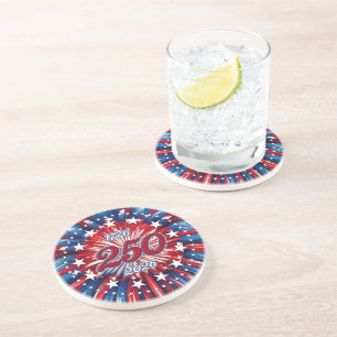 Amerikas 250. Geburtstag 1776-2026 RWB Feuerwerk Getränkeuntersetzer
