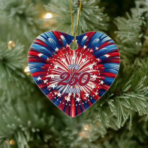 Amerikas 250. Geburtstag 1776-2026 RWB Feuerwerk Keramik Ornament