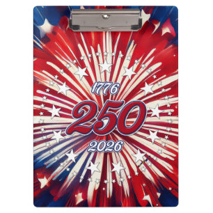 Amerikas 250. Geburtstag 1776-2026 RWB Feuerwerk Klemmbrett