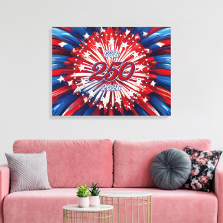 Amerikas 250. Geburtstag 1776-2026 RWB Feuerwerk Leinwanddruck