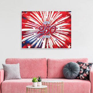 Amerikas 250. Geburtstag 1776-2026 RWB Feuerwerk Leinwanddruck