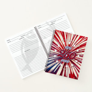 Amerikas 250. Geburtstag 1776-2026 RWB Feuerwerk Notizbuch