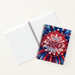Amerikas 250. Geburtstag 1776-2026 RWB Feuerwerk Notizbuch