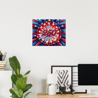 Amerikas 250. Geburtstag 1776-2026 RWB Feuerwerk P Poster