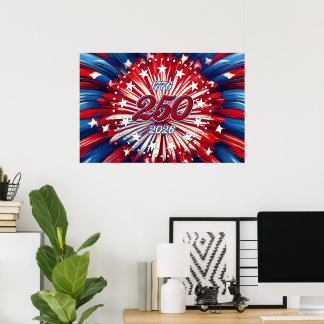 Amerikas 250. Geburtstag 1776-2026 RWB Feuerwerk P Poster