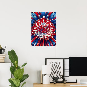 Amerikas 250. Geburtstag 1776-2026 RWB Feuerwerk Poster