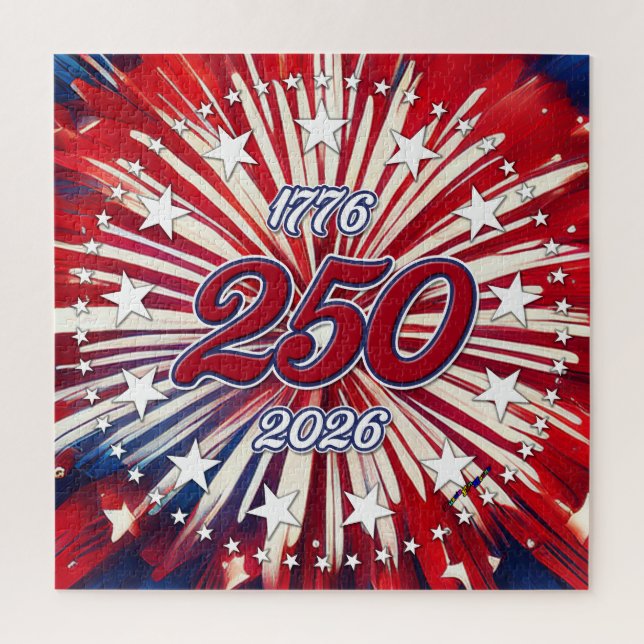 Amerikas 250. Geburtstag 1776-2026 RWB Feuerwerk Puzzle (Vertikal)