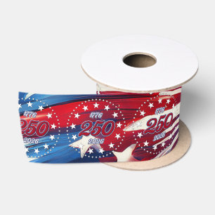 Amerikas 250. Geburtstag 1776-2026 RWB Feuerwerk Satinband