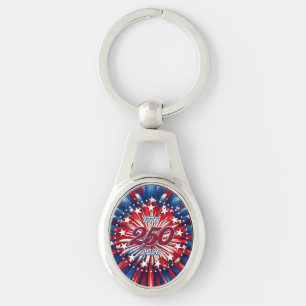 Amerikas 250. Geburtstag 1776-2026 RWB Feuerwerk Schlüsselanhänger