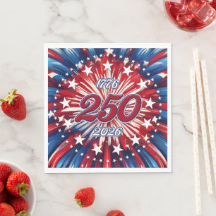 Amerikas 250. Geburtstag 1776-2026 RWB Feuerwerk Serviette