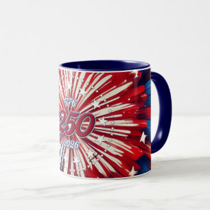 Amerikas 250. Geburtstag 1776-2026 RWB Feuerwerk Tasse