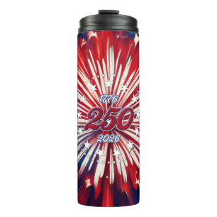 Amerikas 250. Geburtstag 1776-2026 RWB Feuerwerk Thermosbecher