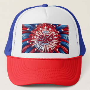 Amerikas 250. Geburtstag 1776-2026 RWB-Feuerwerk Truckerkappe