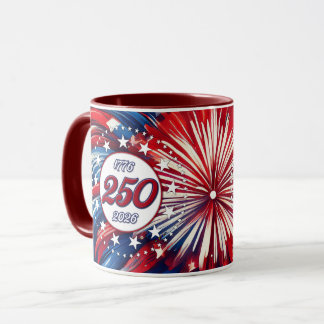 Amerikas 250. Geburtstag 1776-2026 RWB Feuerwerk W Tasse