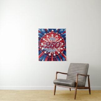 Amerikas 250. Geburtstag 1776-2026 RWB Feuerwerk Wandteppich