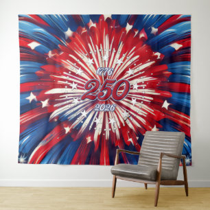 Amerikas 250. Geburtstag 1776-2026 RWB Feuerwerk Wandteppich