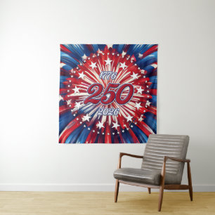 Amerikas 250. Geburtstag 1776-2026 RWB Feuerwerk Wandteppich