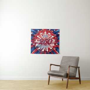 Amerikas 250. Geburtstag 1776-2026 RWB Feuerwerk Wandteppich