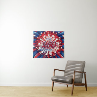 Amerikas 250. Geburtstag 1776-2026 RWB Feuerwerk Wandteppich